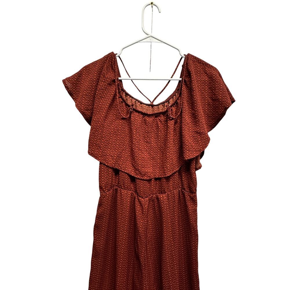 Rust Red Heart Print Flutter Sleeve Romper Lots O… - image 8